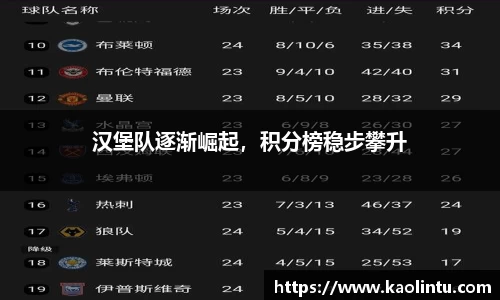 汉堡队逐渐崛起，积分榜稳步攀升