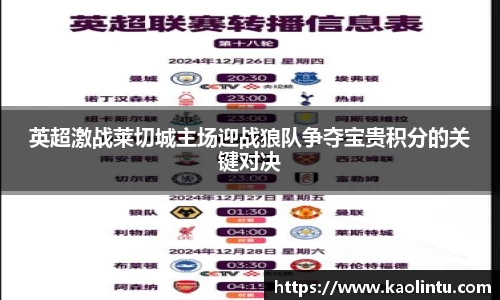 英超激战莱切城主场迎战狼队争夺宝贵积分的关键对决